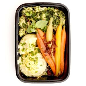 Pesto Parm Chicken + Mashed & Carrots