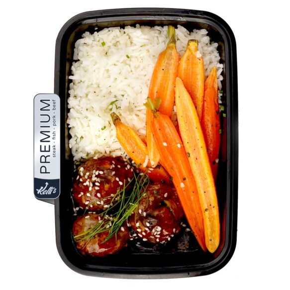 Mongolian Meatballs with Rice & Carrots