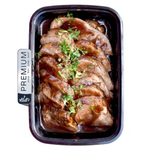 Grilled pork tenderloin with red wine demi-glace