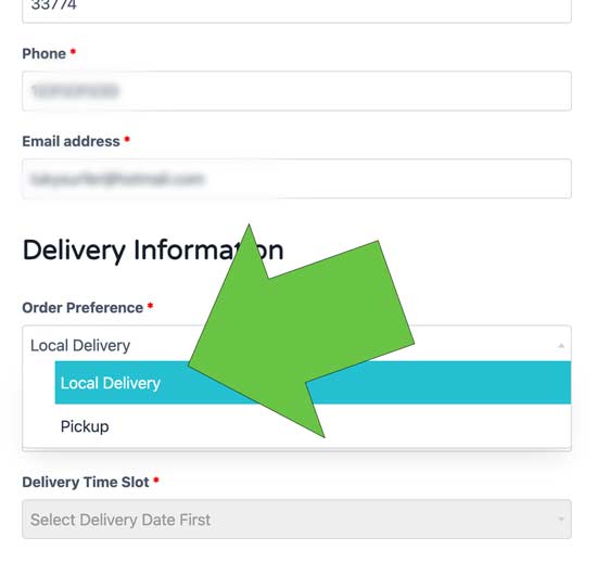 Selecting Delivery 